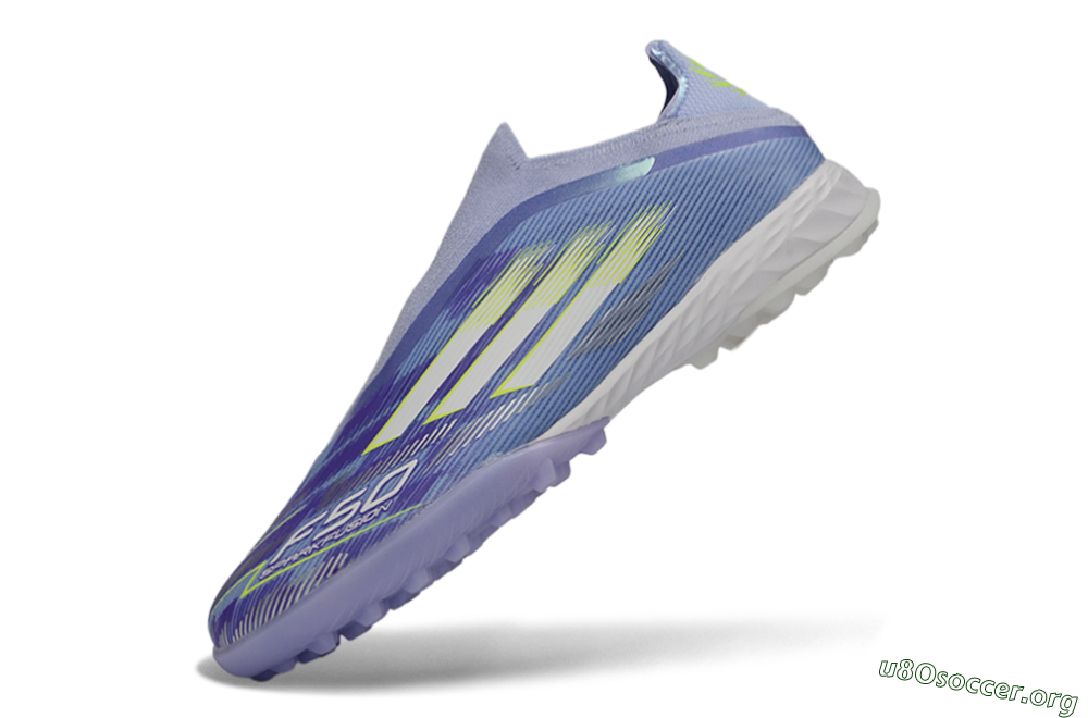 Adidas F50 Pro Laceless TF Football Shoes - Purple/Vibrant Lilac/Neon Yellow 5