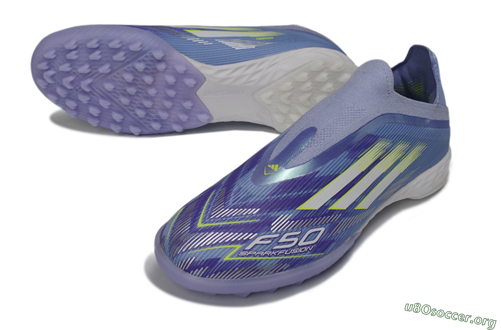 Adidas F50 Pro Laceless TF Football Shoes - Purple/Vibrant Lilac/Neon Yellow 0