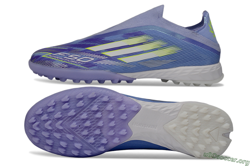 Adidas F50 Pro Laceless TF Football Shoes - Purple/Vibrant Lilac/Neon Yellow 1