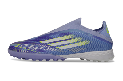 Adidas F50 Pro Laceless TF Football Shoes - Purple/Vibrant Lilac/Neon Yellow