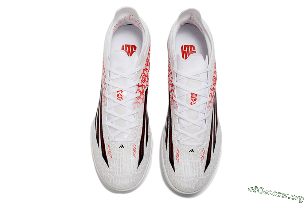 Adidas F50 Pro TF Football Shoes - White/Crimson Red/Black 4