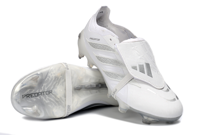 Adidas Predator 26 Elite Fold-Over Tongue FG Football Boots - White/Silver Shadow/White Gloss