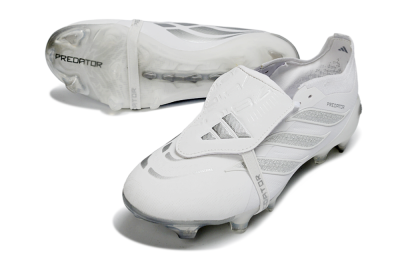 Adidas Predator 26 Elite Fold-Over Tongue FG Football Boots - White/Silver Shadow/White Gloss