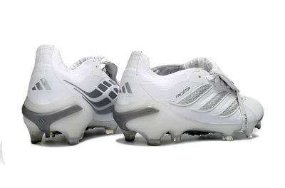 Adidas Predator 26 Elite Fold-Over Tongue FG Football Boots - White/Silver Shadow/White Gloss