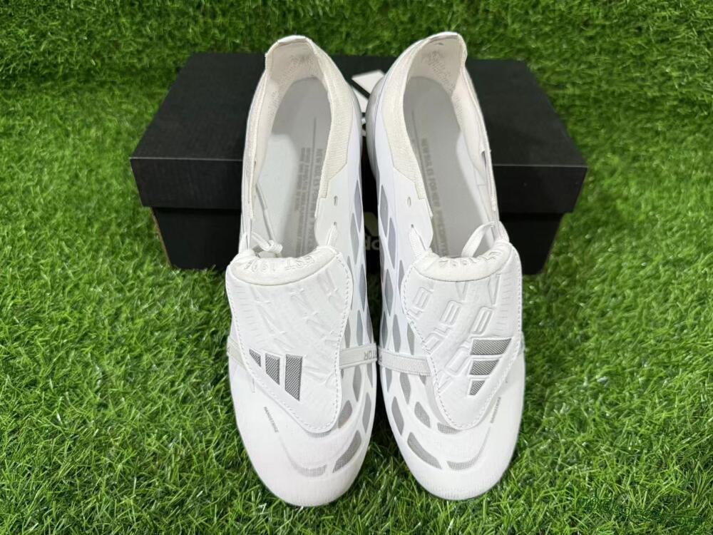Adidas Predator 26 Elite Fold-Over Tongue FG Football Boots - White/Silver Shadow/White Gloss