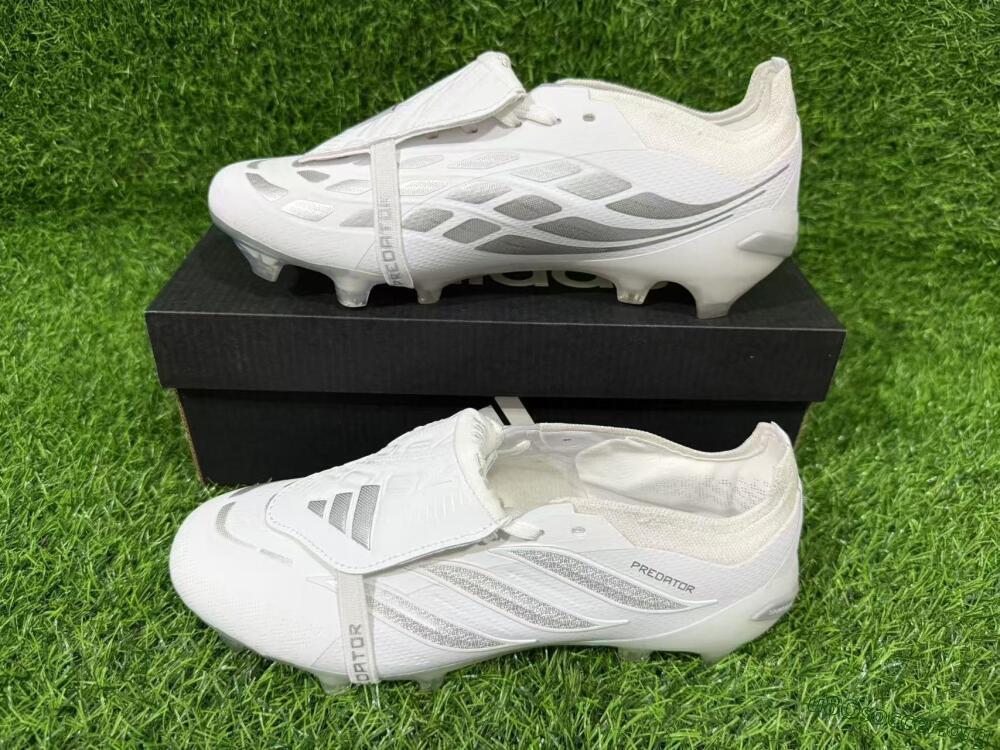 Adidas Predator 26 Elite Fold-Over Tongue FG Football Boots - White/Silver Shadow/White Gloss