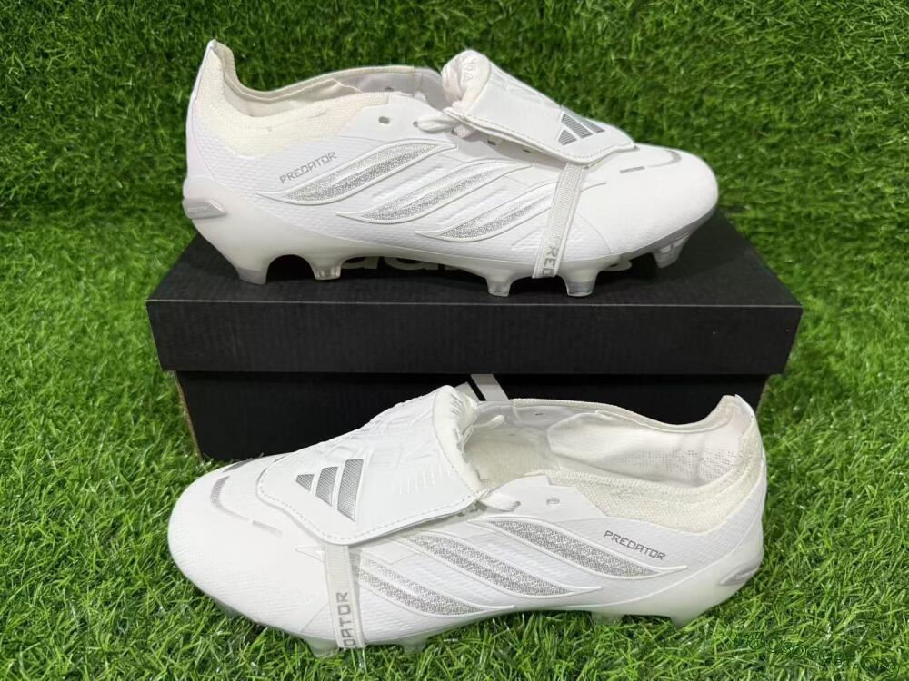 Adidas Predator 26 Elite Fold-Over Tongue FG Football Boots - White/Silver Shadow/White Gloss