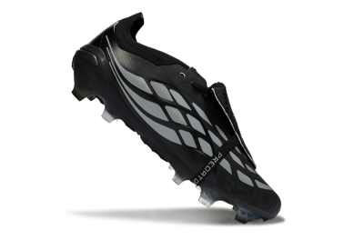 Adidas Predator 26 Elite Fold-Over Tongue FG Football Boots - Black/Graphite Gray/Metallic Silver