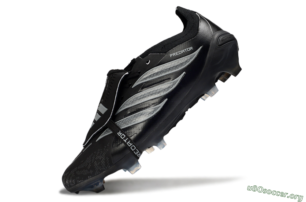 Adidas Predator 26 Elite Fold-Over Tongue FG Football Boots - Black/Graphite Gray/Metallic Silver 6