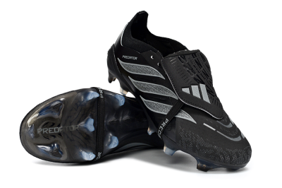 Adidas Predator 26 Elite Fold-Over Tongue FG Football Boots - Black/Graphite Gray/Metallic Silver