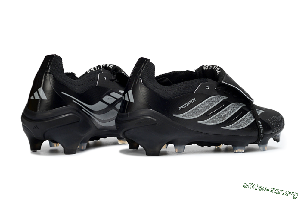 Adidas Predator 26 Elite Fold-Over Tongue FG Football Boots - Black/Graphite Gray/Metallic Silver 7