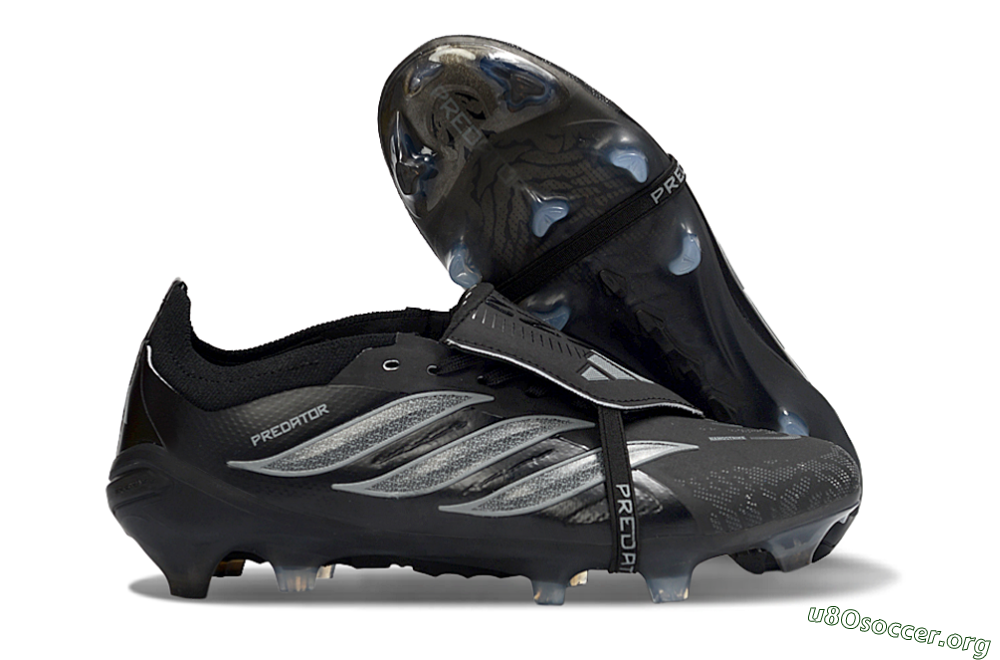 Adidas Predator 26 Elite Fold-Over Tongue FG Football Boots - Black/Graphite Gray/Metallic Silver 2