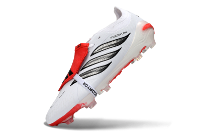 Adidas Predator 26 Elite Fold-Over Tongue FG Football Boots - White/Crimson Red/Sleek Black