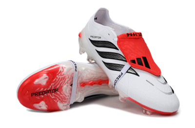 Adidas Predator 26 Elite Fold-Over Tongue FG Football Boots - White/Crimson Red/Sleek Black