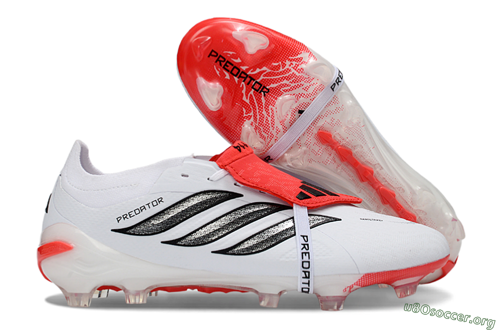 Adidas Predator 26 Elite Fold-Over Tongue FG Football Boots - White/Crimson Red/Sleek Black 2