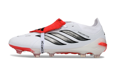 Adidas Predator 26 Elite Fold-Over Tongue FG Football Boots - White/Crimson Red/Sleek Black