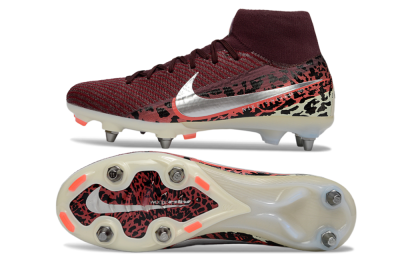 Nike Air Zoom Mercurial Superfly 10 Elite SG Football Boots - Red/Dark Berry/Metallic Silver