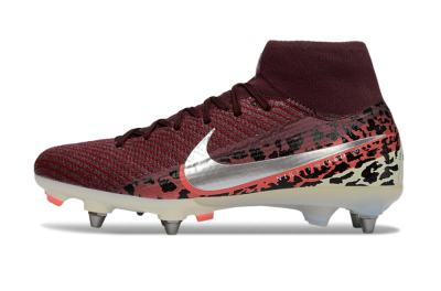Nike Air Zoom Mercurial Superfly 10 Elite SG Football Boots - Red/Dark Berry/Metallic Silver