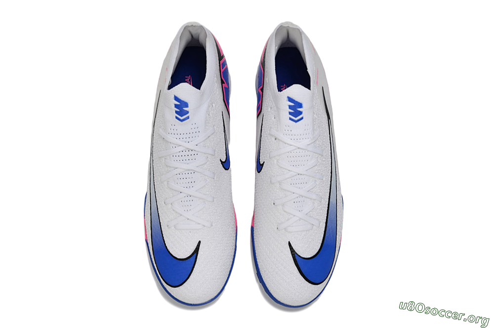 Nike Air Zoom Mercurial Vapor 16 Elite TF Football Shoes - White/Electric Blue/Pink Flash 4