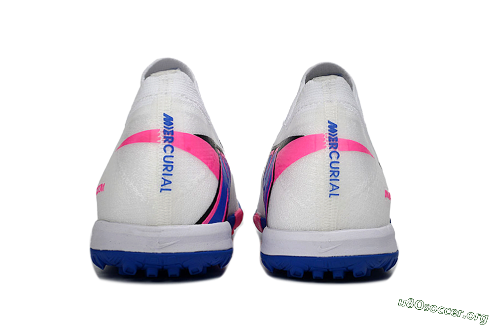 Nike Air Zoom Mercurial Vapor 16 Elite TF Football Shoes - White/Electric Blue/Pink Flash 5
