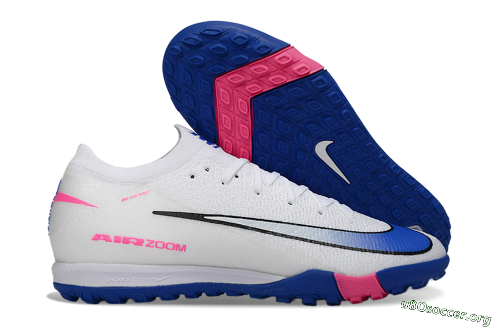 Nike Air Zoom Mercurial Vapor 16 Elite TF Football Shoes - White/Electric Blue/Pink Flash 2