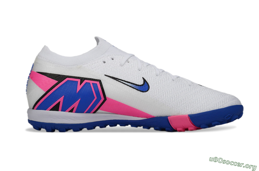 Nike Air Zoom Mercurial Vapor 16 Elite TF Football Shoes - White/Electric Blue/Pink Flash 7