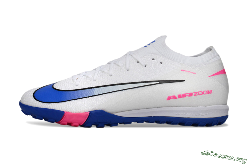 Nike Air Zoom Mercurial Vapor 16 Elite TF Football Shoes - White/Electric Blue/Pink Flash 3