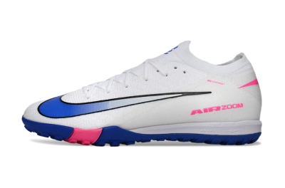 Nike Air Zoom Mercurial Vapor 16 Elite TF Football Shoes - White/Electric Blue/Pink Flash
