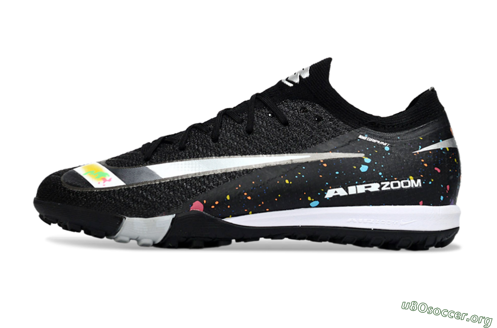 Nike Air Zoom Mercurial Vapor 16 Elite TF Football Shoes - Black/Rainbow Splash/Sleek White 3