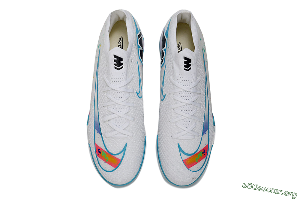 Nike Air Zoom Mercurial Vapor 16 Elite TF Football Shoes - White/Crystal Blue/Splattered Pastel 4