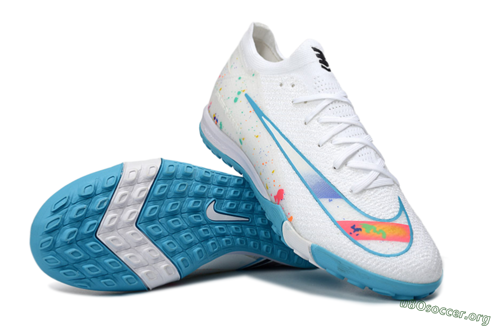 Nike Air Zoom Mercurial Vapor 16 Elite TF Football Shoes - White/Crystal Blue/Splattered Pastel 0