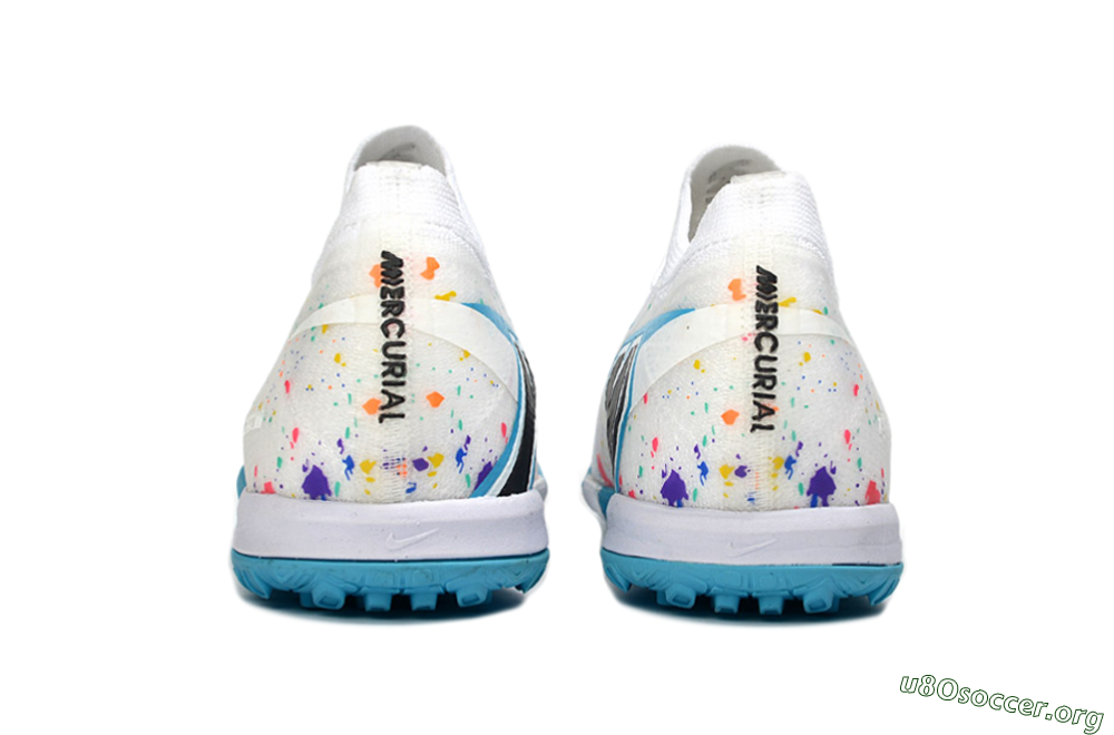 Nike Air Zoom Mercurial Vapor 16 Elite TF Football Shoes - White/Crystal Blue/Splattered Pastel 5