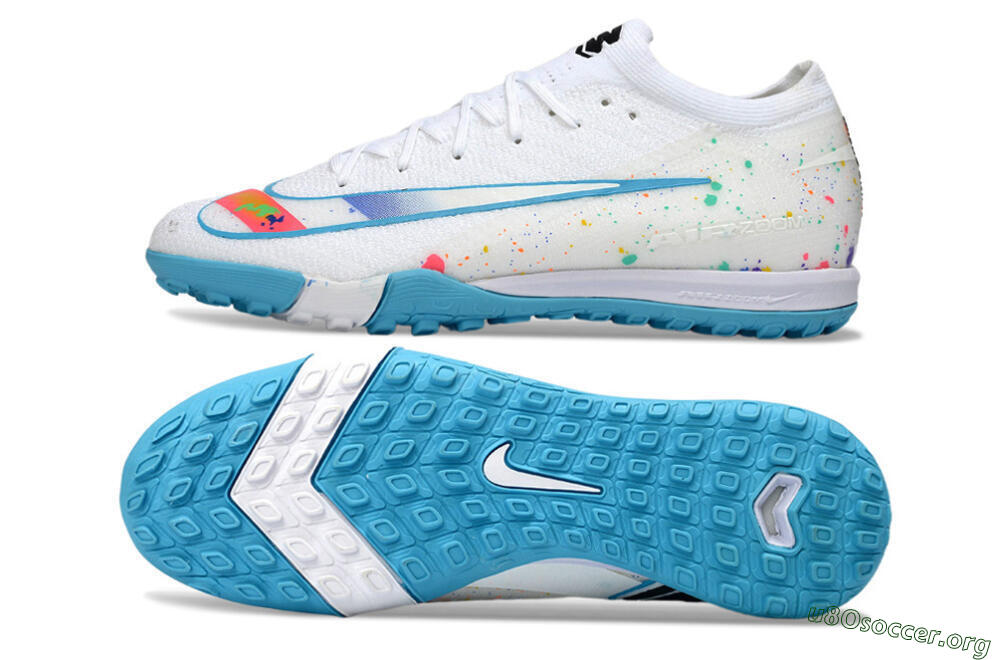 Nike Air Zoom Mercurial Vapor 16 Elite TF Football Shoes - White/Crystal Blue/Splattered Pastel 1