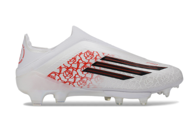 Adidas F50+ Elite Lightstrike Pro Laceless FG Football Boots - White/Crimson Red/Black