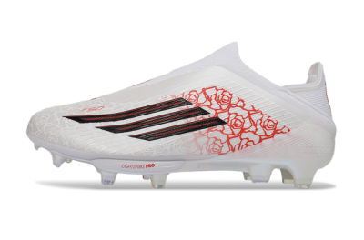 Adidas F50+ Elite Lightstrike Pro Laceless FG Football Boots - White/Crimson Red/Black