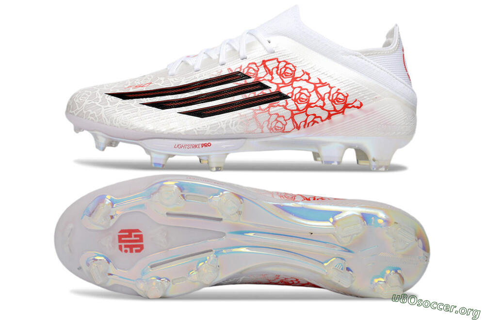 Adidas F50 Elite Lightstrike Pro FG Football Boots - White/Crimson Red/Black 1