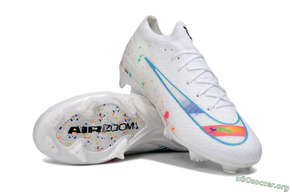 Nike Air Zoom Mercurial Vapor 16 Elite FG Football Boots - White/Splashy Multicolor/Blue Accent 0
