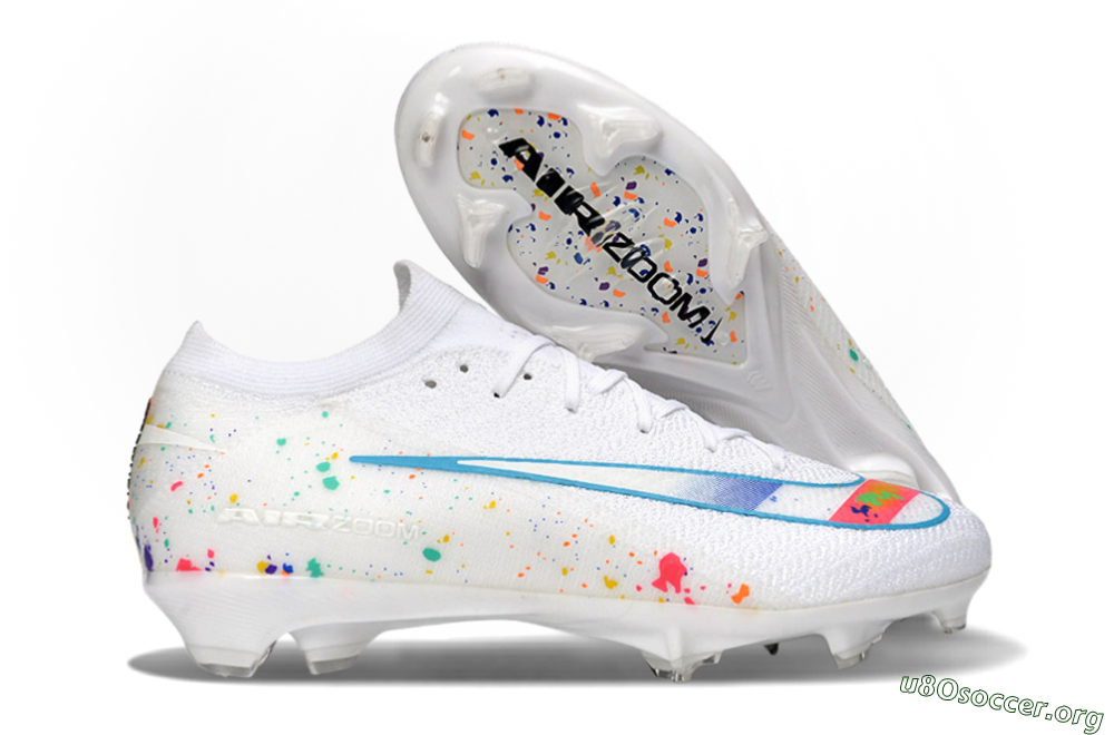 Nike Air Zoom Mercurial Vapor 16 Elite FG Football Boots - White/Splashy Multicolor/Blue Accent 2