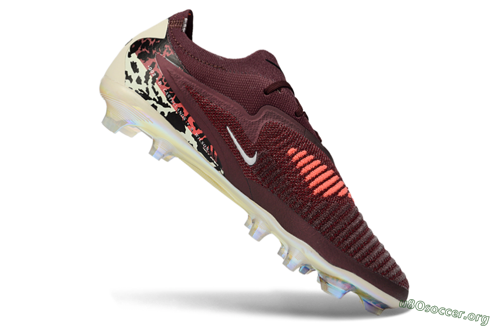 Nike Phantom 6 Elite Low FG Football Boots - Burgundy/Crimson Red/Black 4