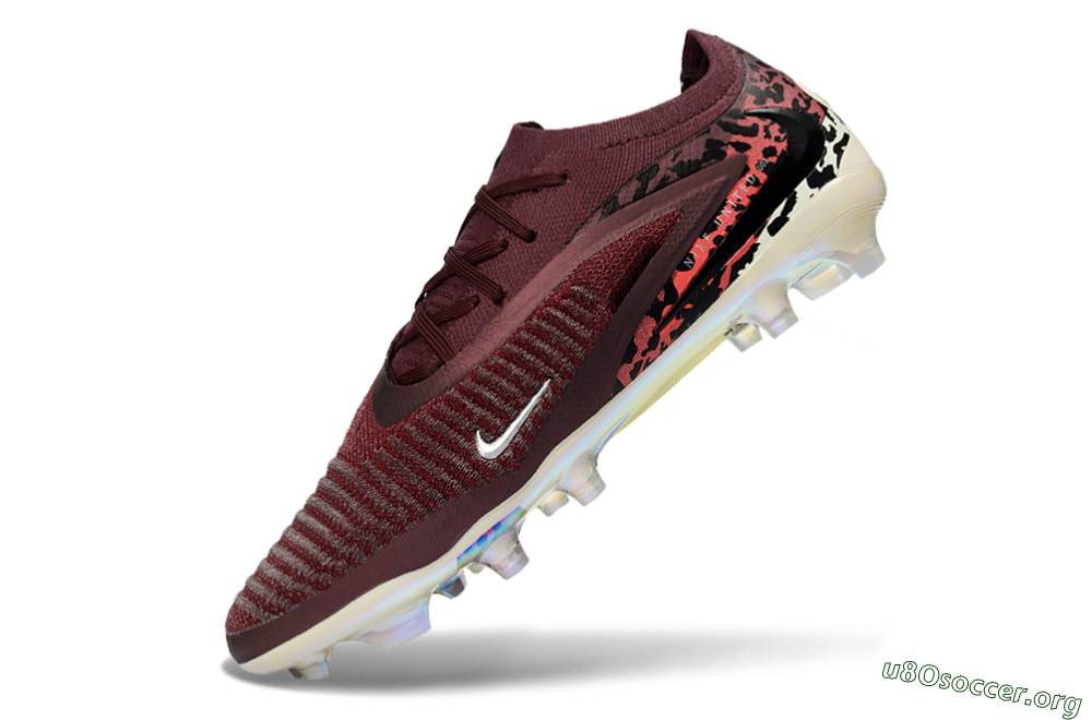 Nike Phantom 6 Elite Low FG Football Boots - Burgundy/Crimson Red/Black 5