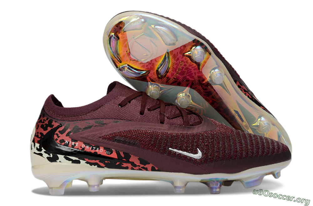 Nike Phantom 6 Elite Low FG Football Boots - Burgundy/Crimson Red/Black 2
