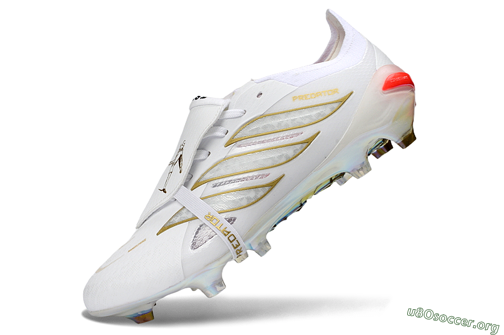 Adidas Predator 26 Elite Fold-Over Tongue FG Football Boots - White/Gold/Iridescent 5