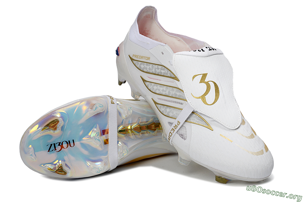 Adidas Predator 26 Elite Fold-Over Tongue FG Football Boots - White/Gold/Iridescent 0