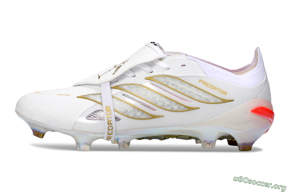 Adidas Predator 26 Elite Fold-Over Tongue FG Football Boots - White/Gold/Iridescent 3