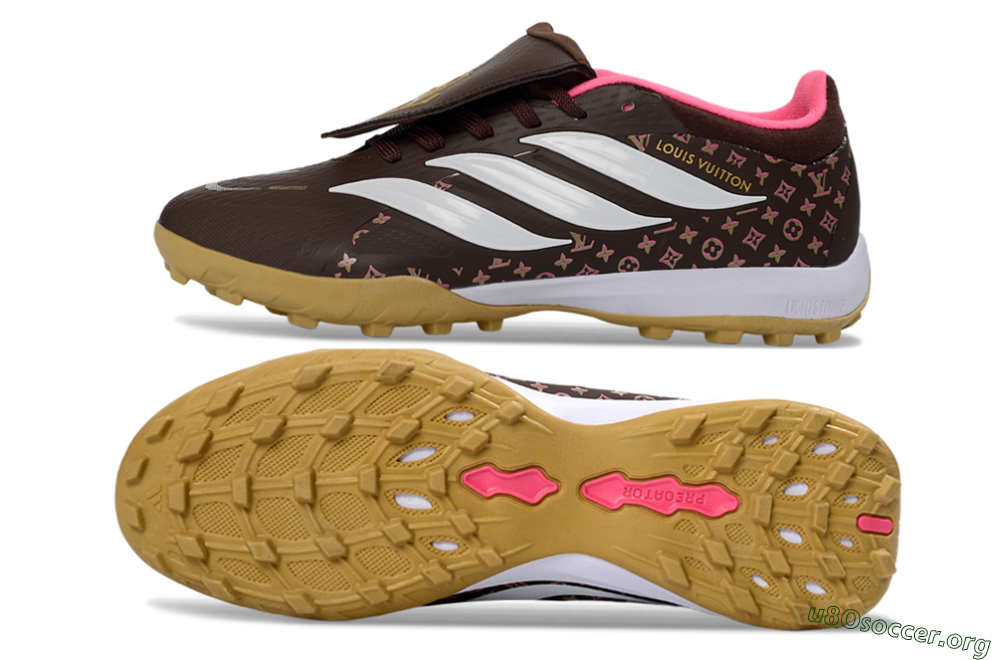 Adidas Predator 26 Elite Fold-Over Tongue TF Football Shoes - Brown/Soft Pink/Golden Beige 1
