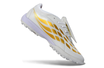 Adidas Predator 26 Elite Fold-Over Tongue TF Football Shoes - White/Gold Metallic/Light Purple
