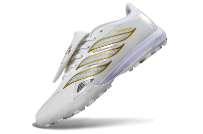 Adidas Predator 26 Elite Fold-Over Tongue TF Football Shoes - White/Gold Metallic/Light Purple
