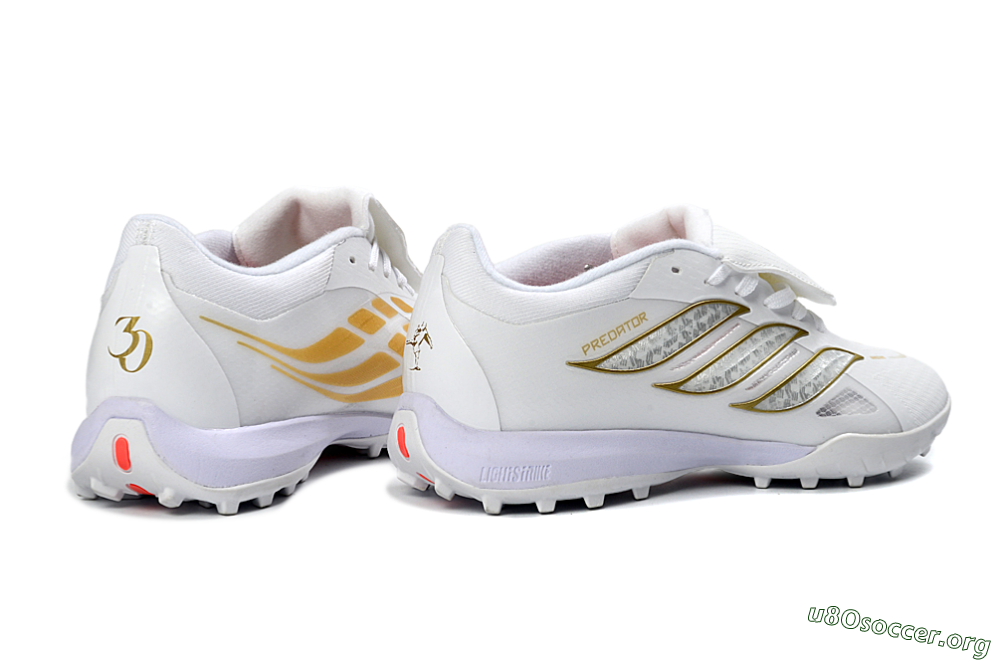 Adidas Predator 26 Elite Fold-Over Tongue TF Football Shoes - White/Gold Metallic/Light Purple 6
