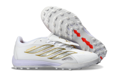 Adidas Predator 26 Elite Fold-Over Tongue TF Football Shoes - White/Gold Metallic/Light Purple