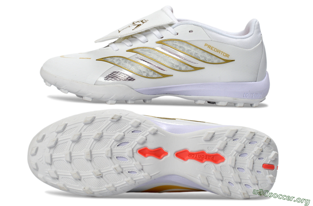 Adidas Predator 26 Elite Fold-Over Tongue TF Football Shoes - White/Gold Metallic/Light Purple 1